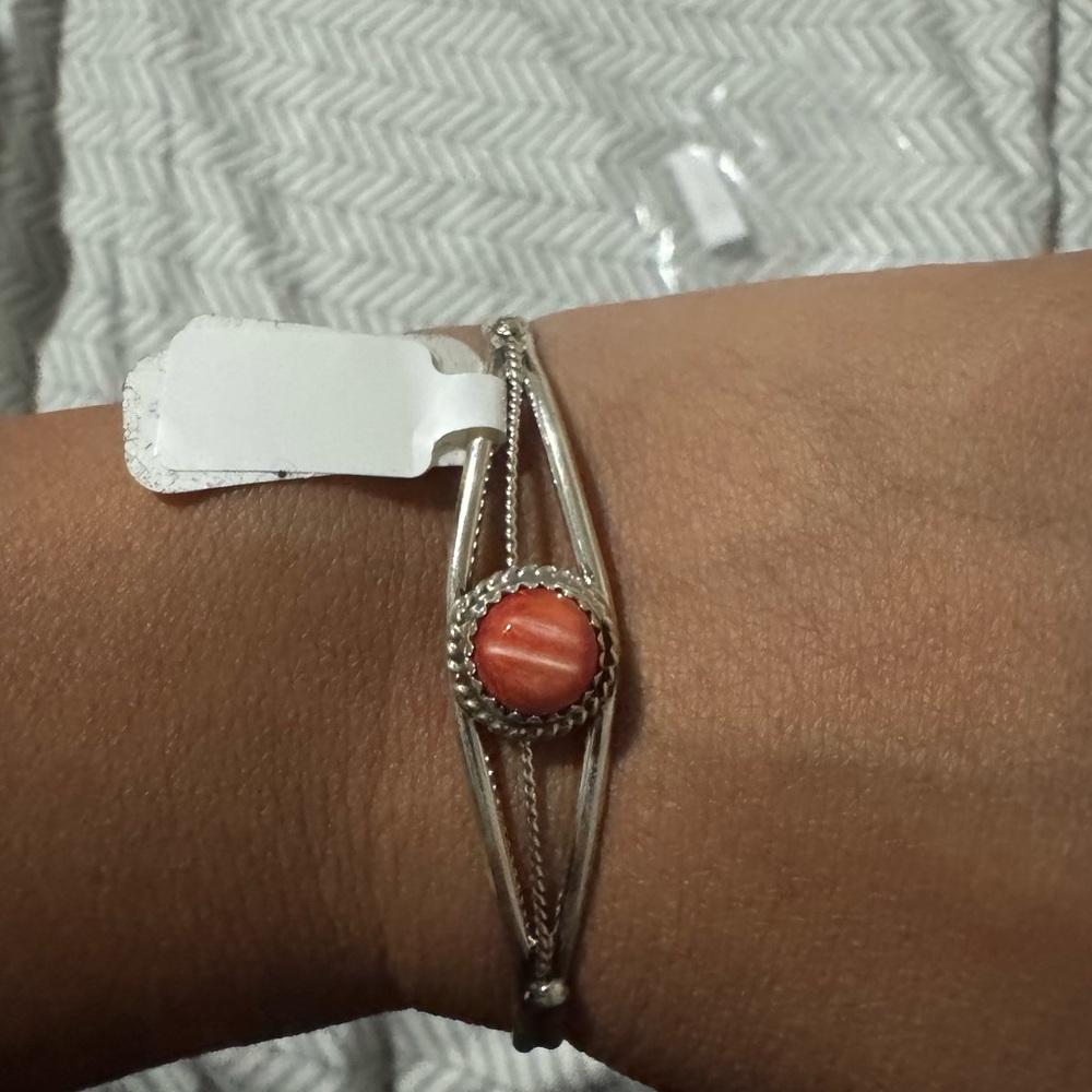 Spiny Oyster and Sterling Silver Cuff Bracelet